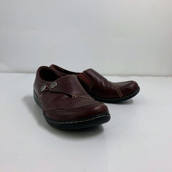 Clarks Women's Hope Roxanne Leather Button Close Comfort Loafer Size 9.5 - Picture 2 of 15